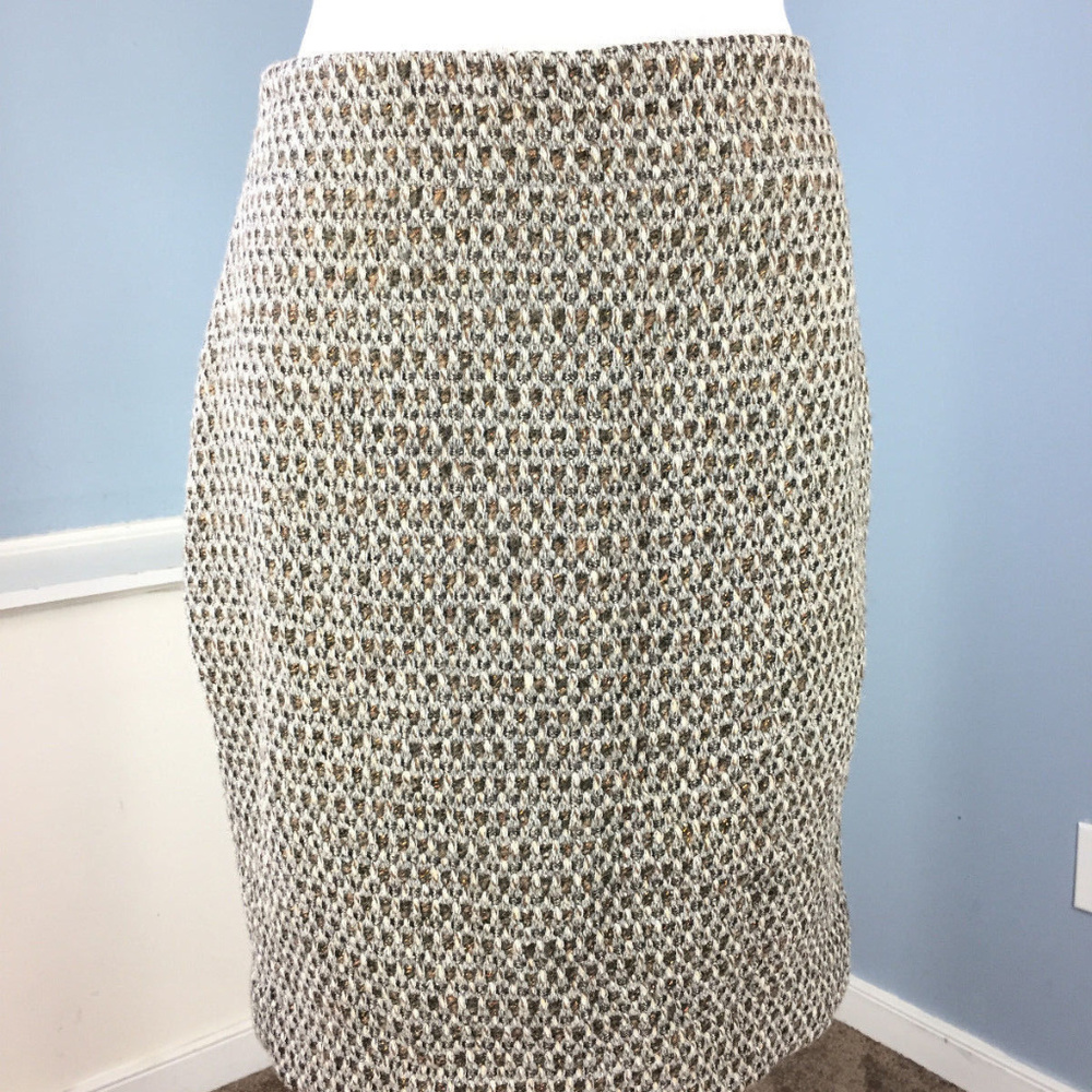 J CREW S 6 Gray Copper metallic Wool Pencil Skirt - Picture 2 of 4